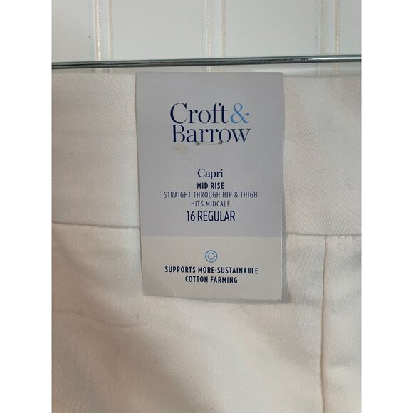 Croft & Barrow Womens Mid Rise Regular Capris White 16 - Picture 7 of 12